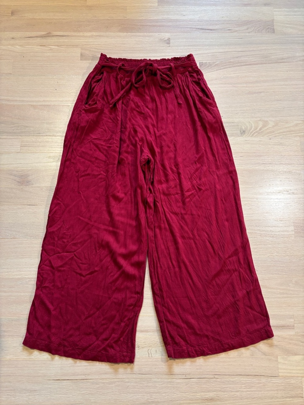 LuLaRoe Women's Wide-Leg Drawstring Pants in Burgundy -222sku